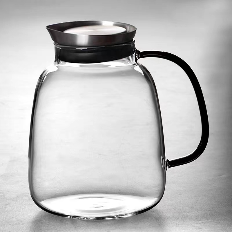 Large Glass Water Iced Tea Jug With Stainless Steel Lid