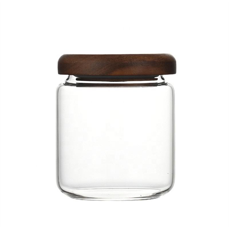 Glass Kitchen Storage Jars With Wooden Silicone Lids