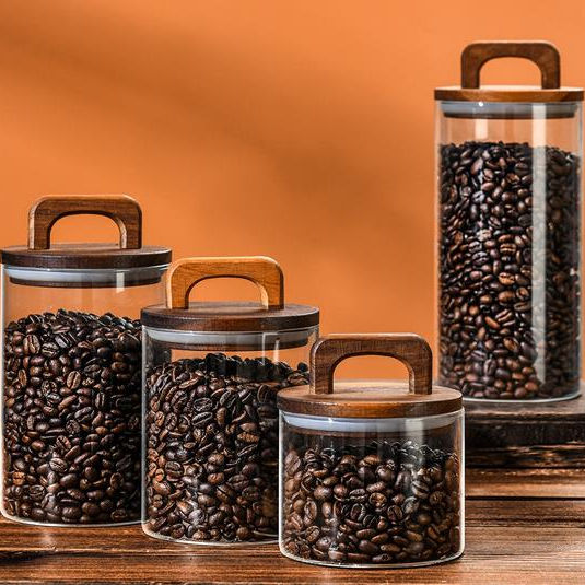 Large Round Glass Food Storage Containers With Sealed Wooden Lid