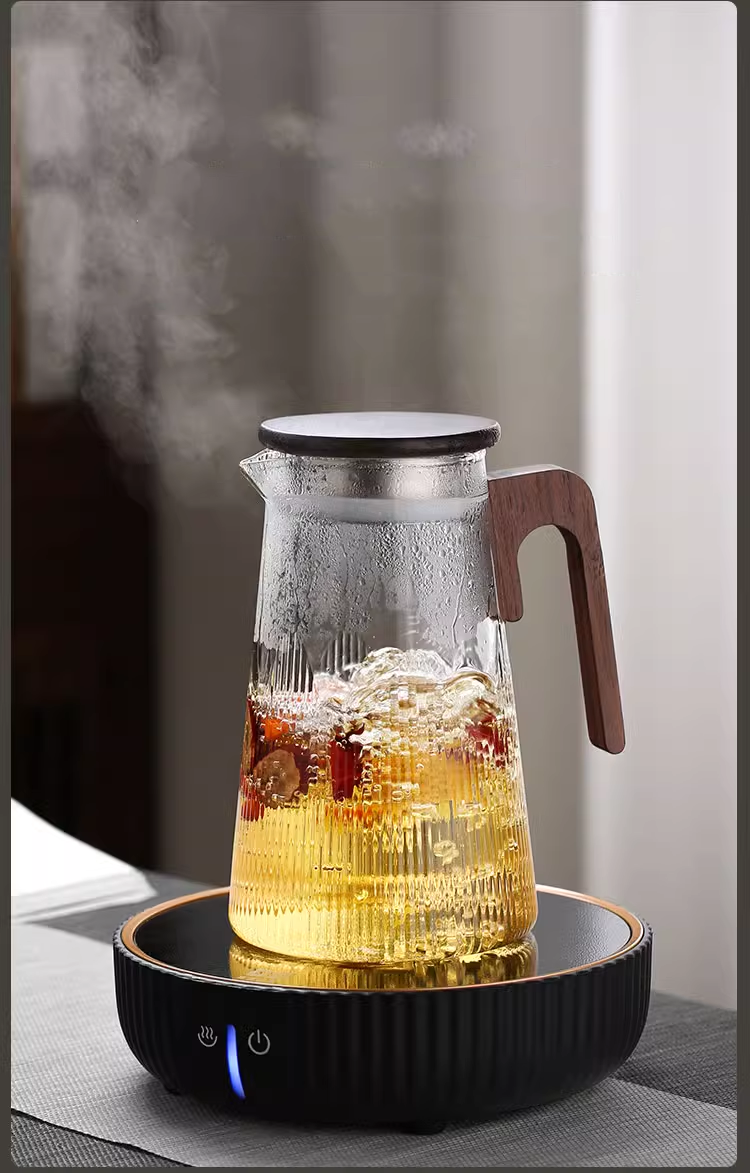 modern pitcher with wooden handle