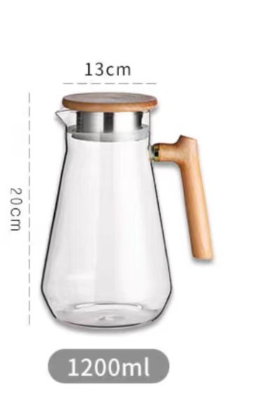 modern pitcher with wooden handle