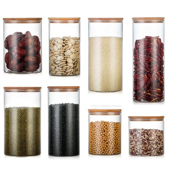 Airtight Glass Canisters With Bamboo Lid For Storage
