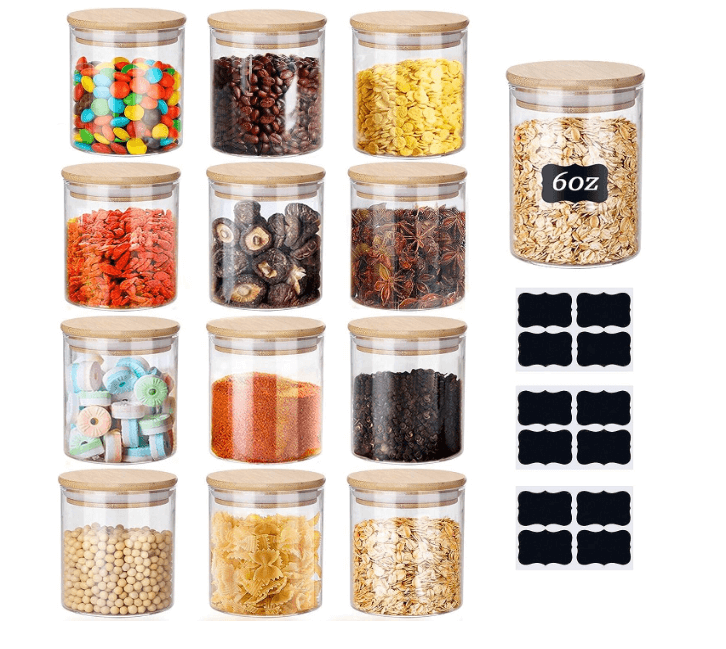 Airtight Glass Canisters With Bamboo Lid For Storage