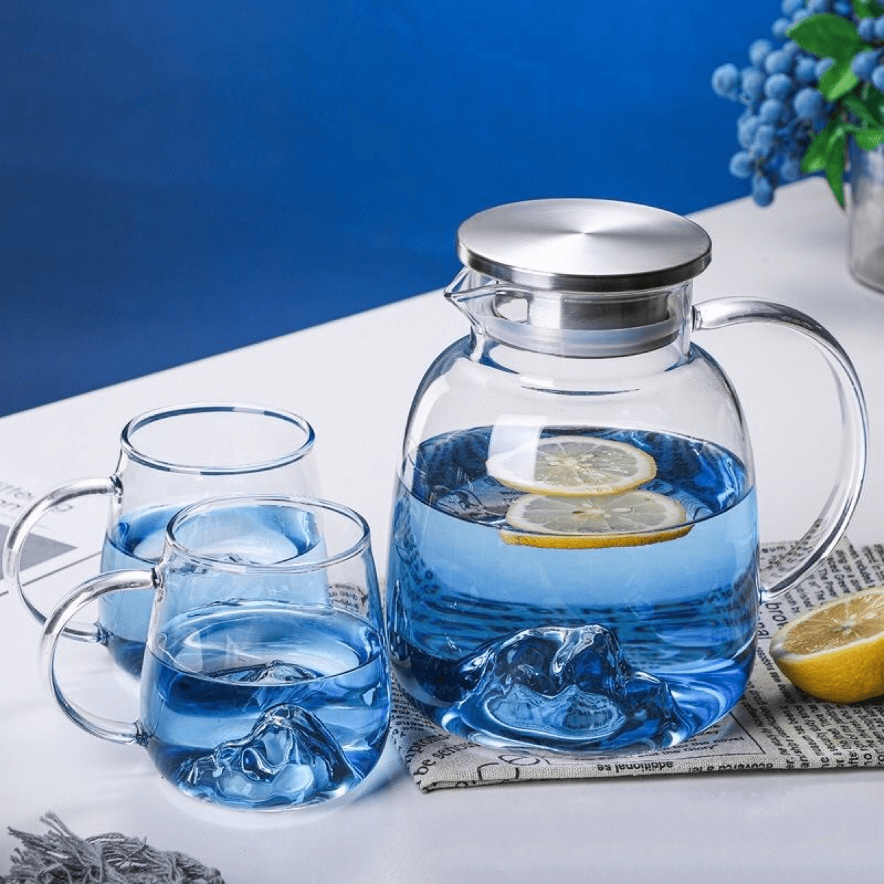 Modern Large White Glass Water Pitcher With Lid