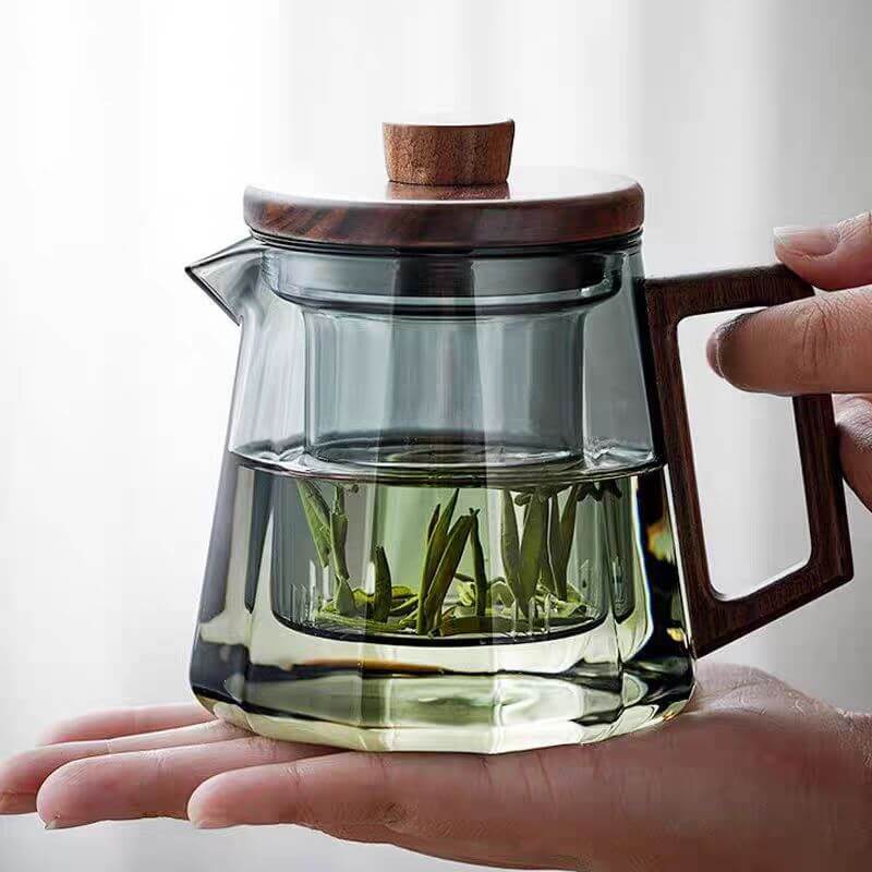 Grey Glass Teapot Tea Kettle With Infuser
