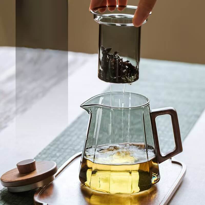 Grey Glass Teapot Tea Kettle With Infuser