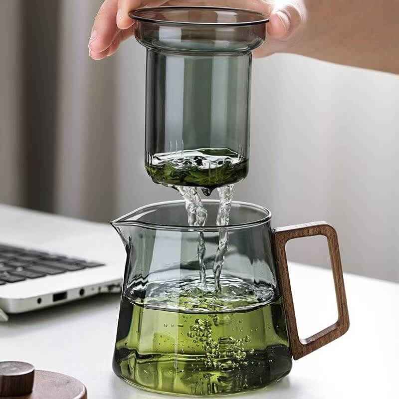 Grey Glass Teapot Tea Kettle With Infuser