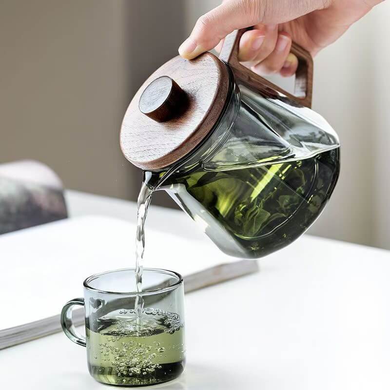 Grey Glass Teapot Tea Kettle With Infuser