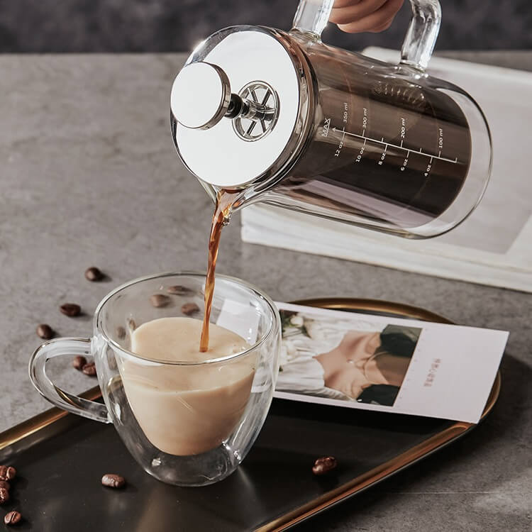 Double Wall Borosilicate Glass Cafetiere French Press Coffee Maker