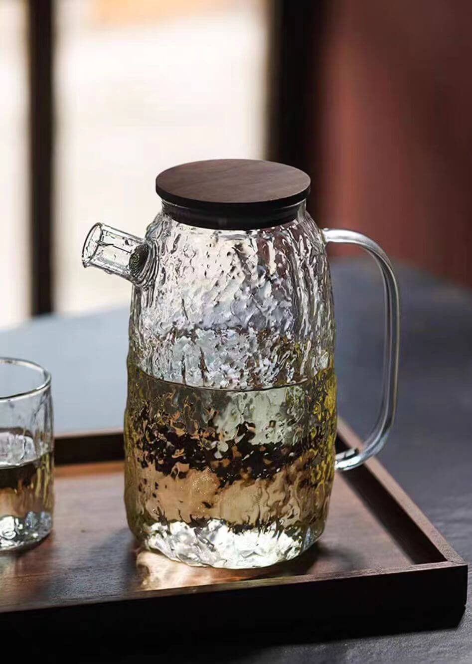 Personalized Glass Water Pitcher With Wooden Lid