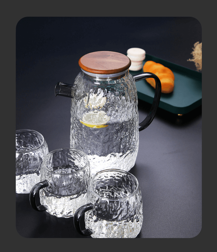 Personalized Glass Water Pitcher With Wooden Lid