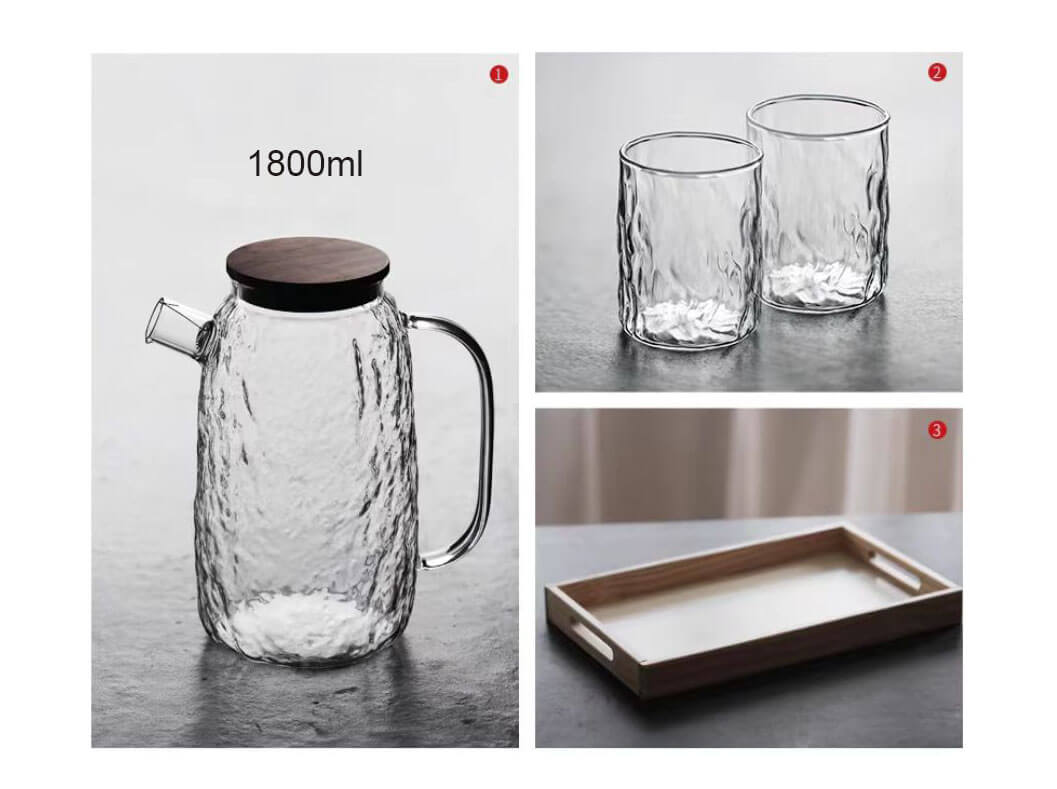 Personalized Glass Water Pitcher With Wooden Lid