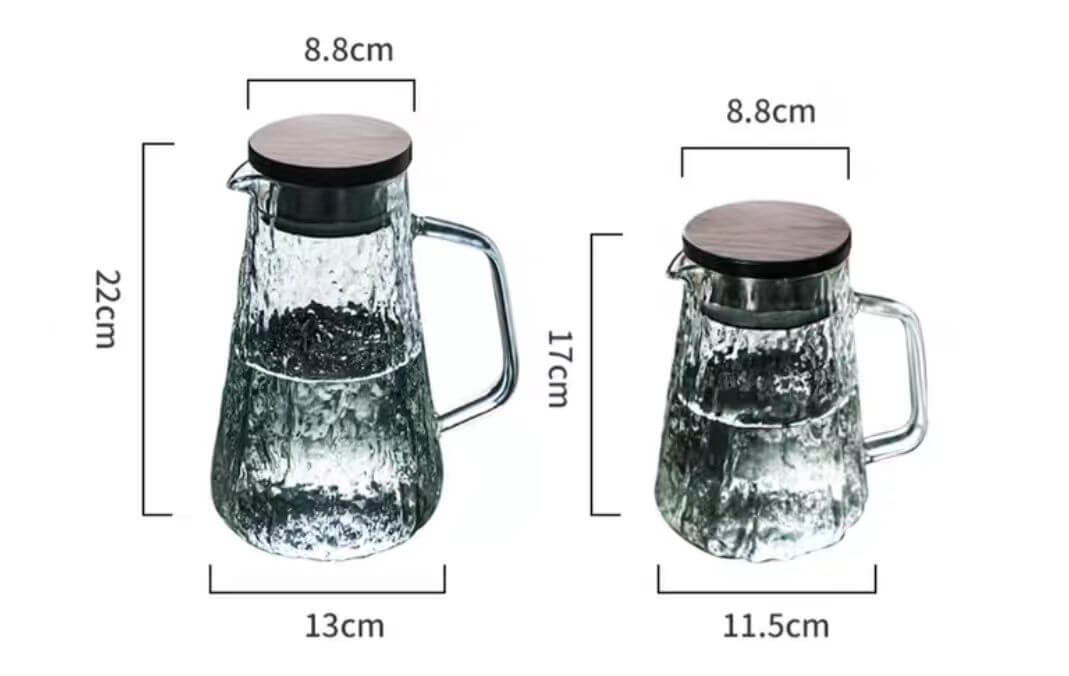 glass water carafe with wooden lid
