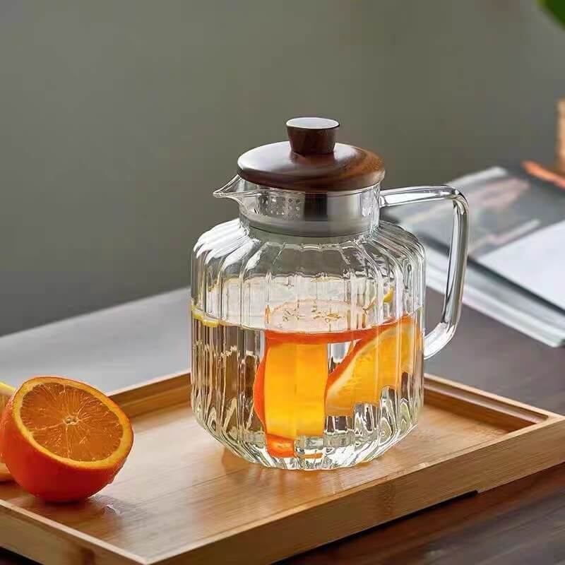 large glass water pitcher