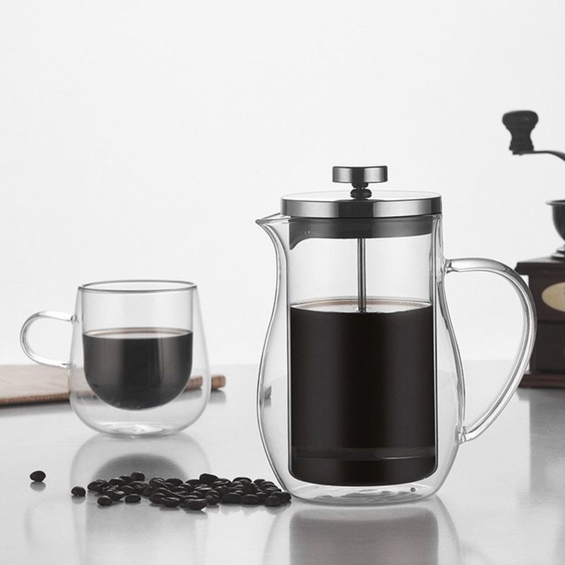 Double Walled Glass Coffee Plunger Beaker French Press