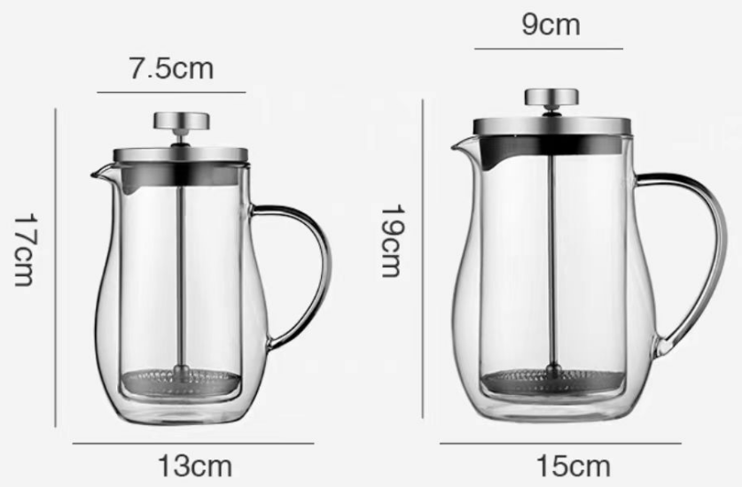 Double Walled Glass Coffee Plunger Beaker French Press