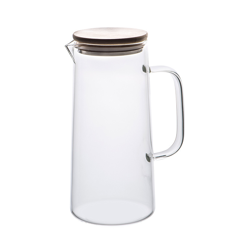 Glass Tea Carafe Iced Pitcher With Infuser Spout And Bamboo Lid