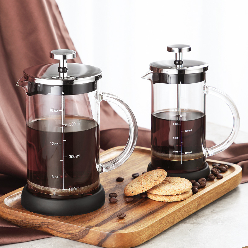 Hot Selling Heat Resistant Borosilicate Glass French Press Coffee, Tea and Espresso Maker