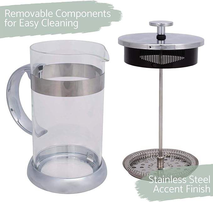 Handmade Heat Resistant Glass French Coffee Press Coffee Maker With Stainless Steel Coffee Filter