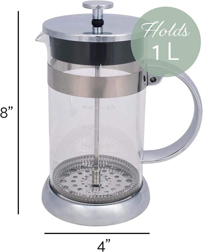 Handmade Heat Resistant Glass French Coffee Press Coffee Maker With Stainless Steel Coffee Filter
