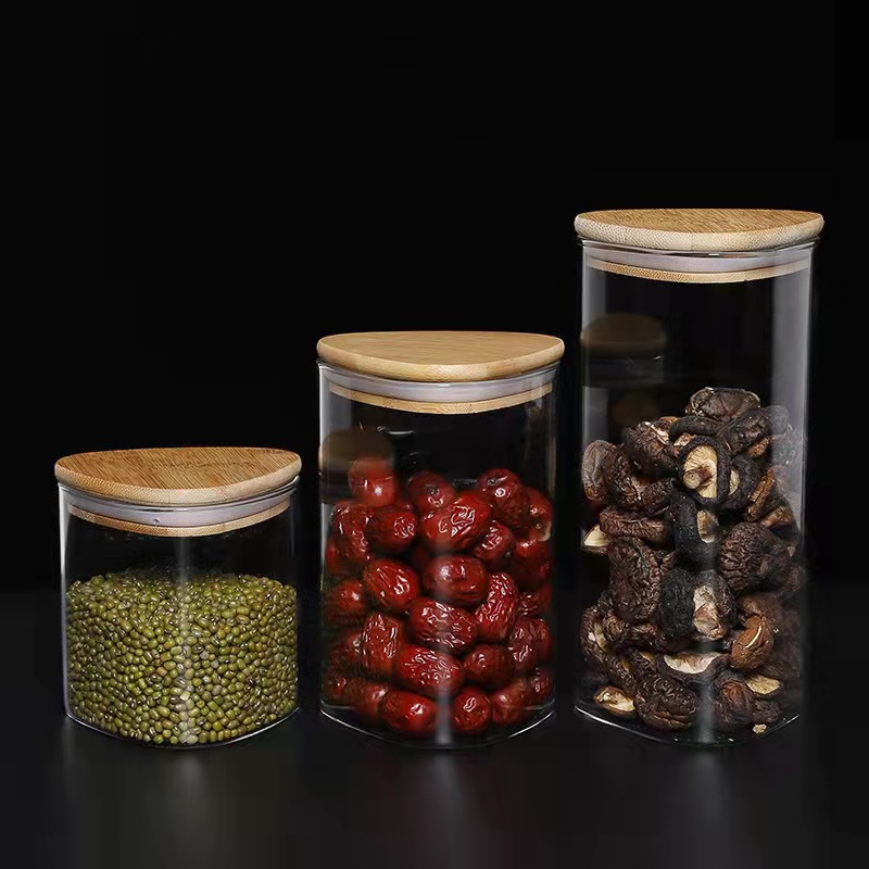 Oven Safe Glass Sealed Storage Jars With Bamboo Lids