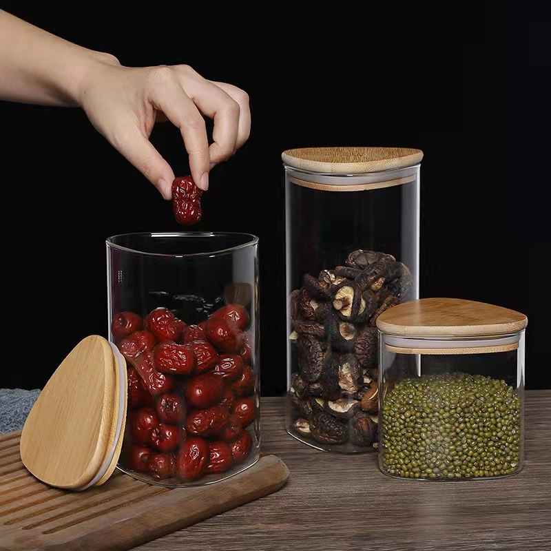 Oven Safe Glass Sealed Storage Jars With Bamboo Lids