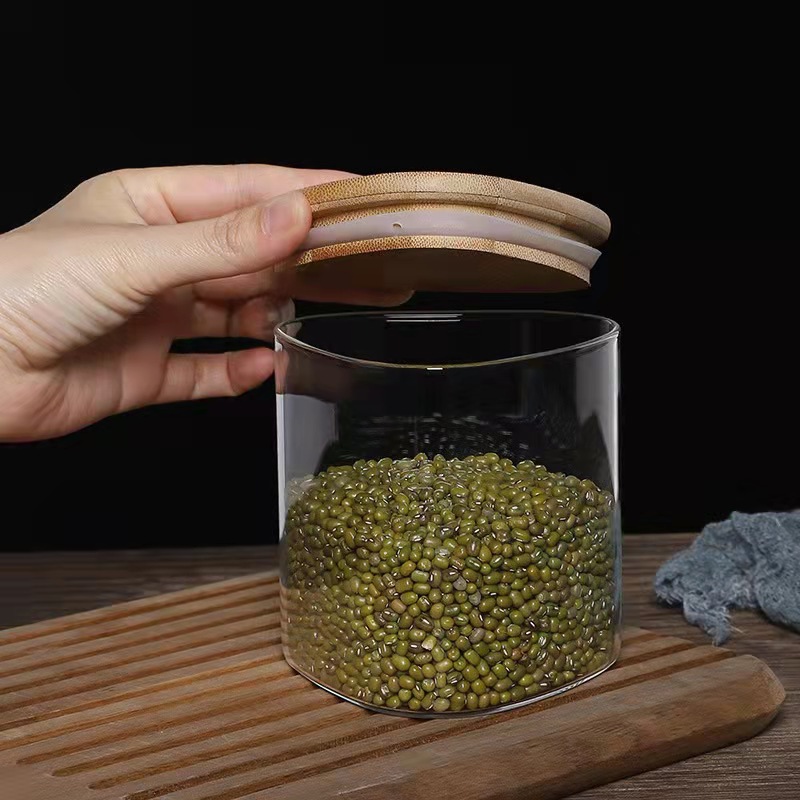 Oven Safe Glass Sealed Storage Jars With Bamboo Lids