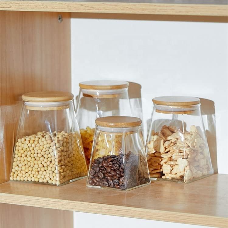 Glass Kitchen Storage Jars With Bamboo Lids