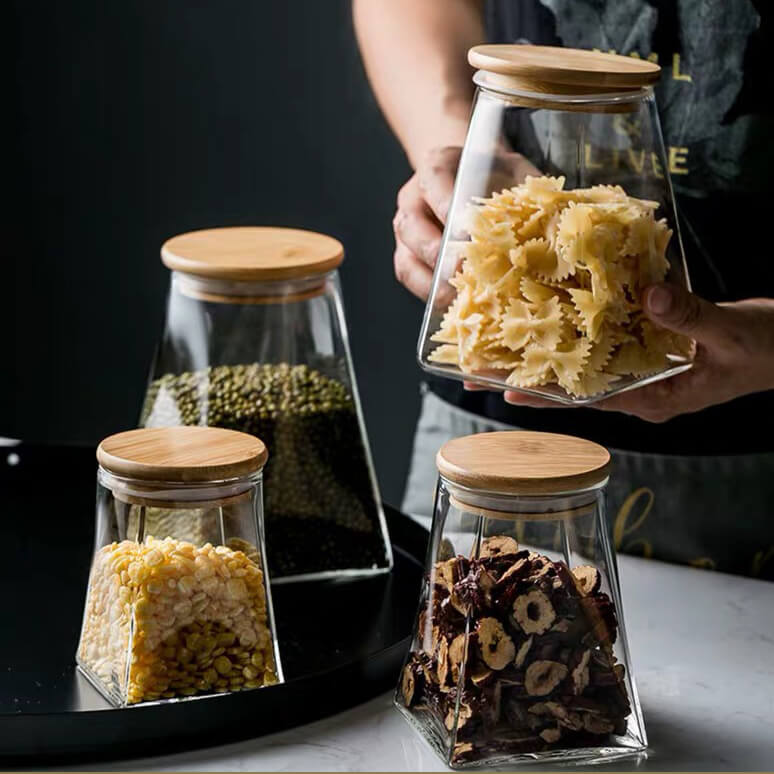 glass kitchen storage jars with bamboo lid glass kitchen storage jars with bamboo lid