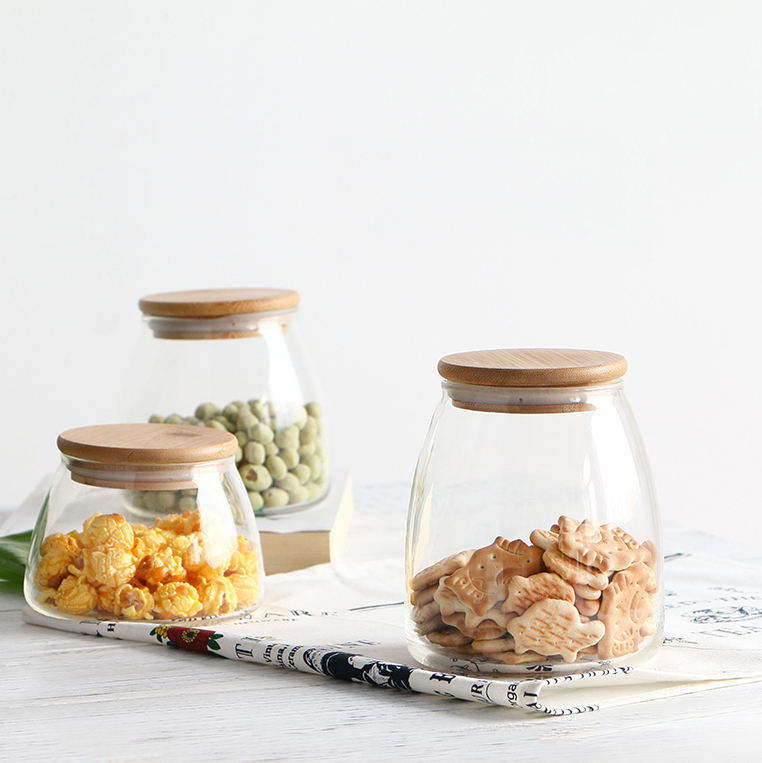 Microwavable Glass Storage Jars With Bamboo Lids
