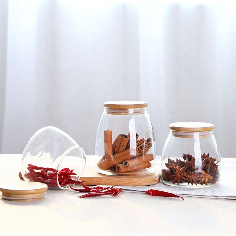 Microwavable Glass Storage Jars With Bamboo Lids