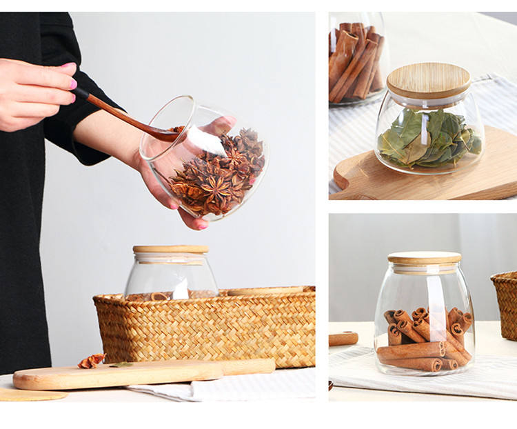 Microwavable Glass Storage Jars With Bamboo Lids