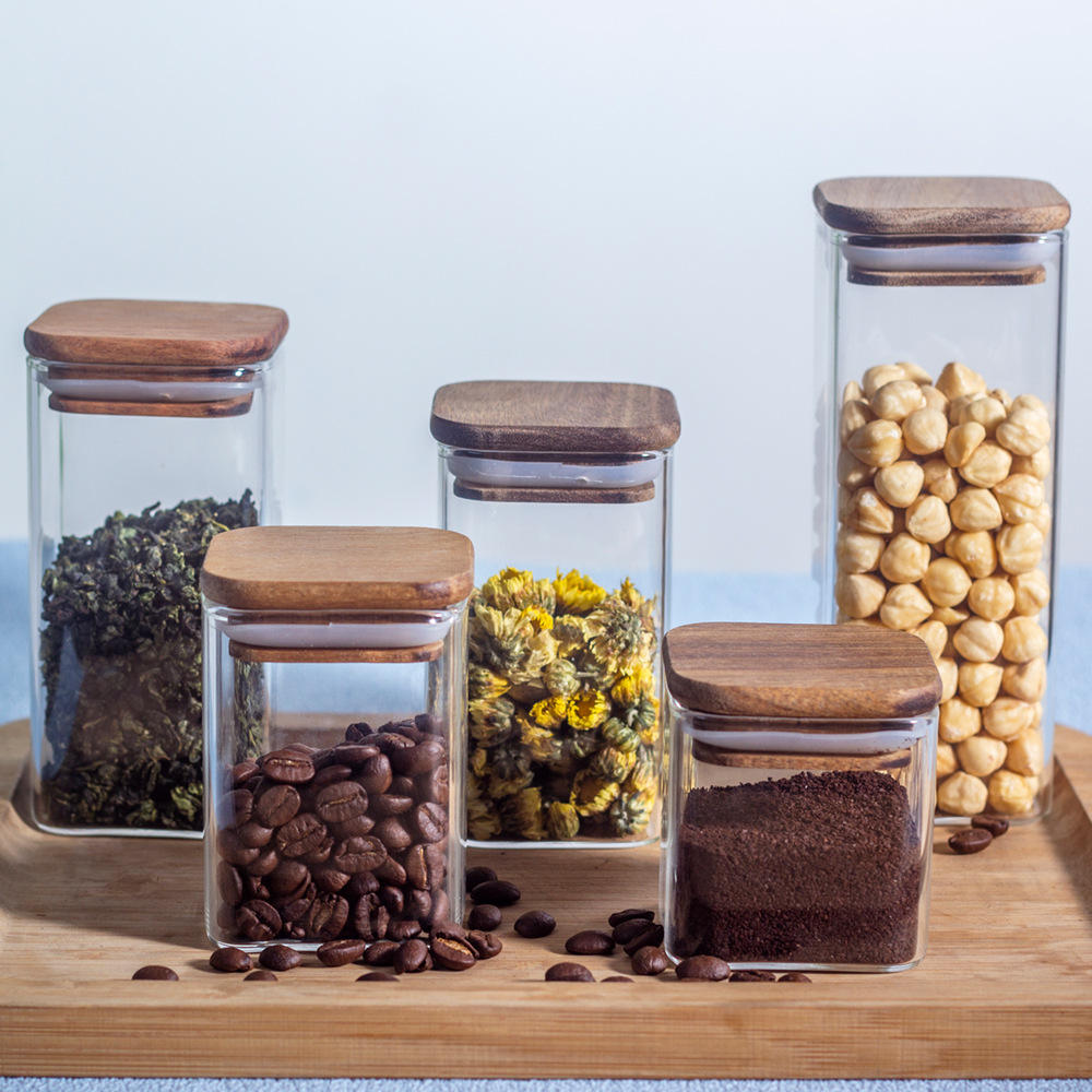 square glass storage jars