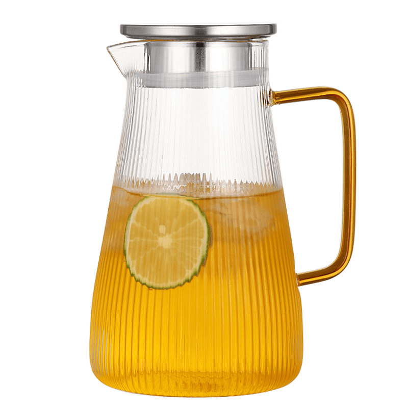 1600ml Borosilicate Glass Water Drinking Pitcher With Stainless Steel Filter Lid