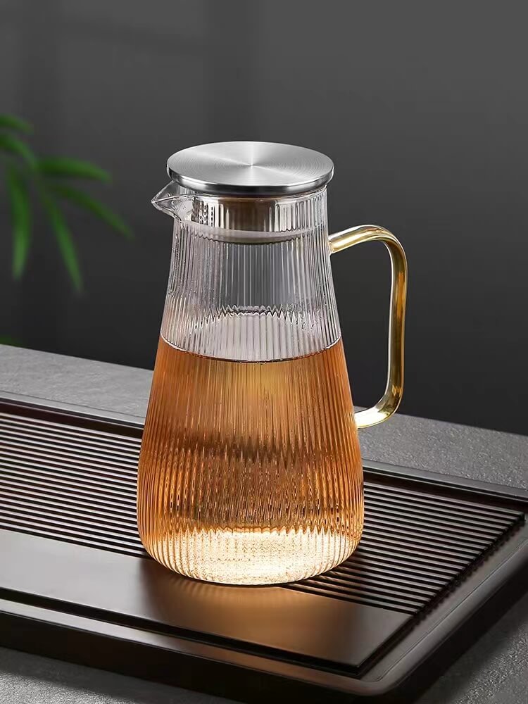 1600ml Borosilicate Glass Water Drinking Pitcher With Stainless Steel Filter Lid
