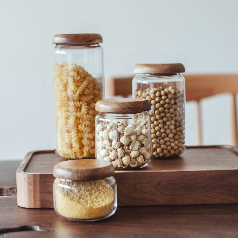 glass wooden lid jar glass wooden lid jar