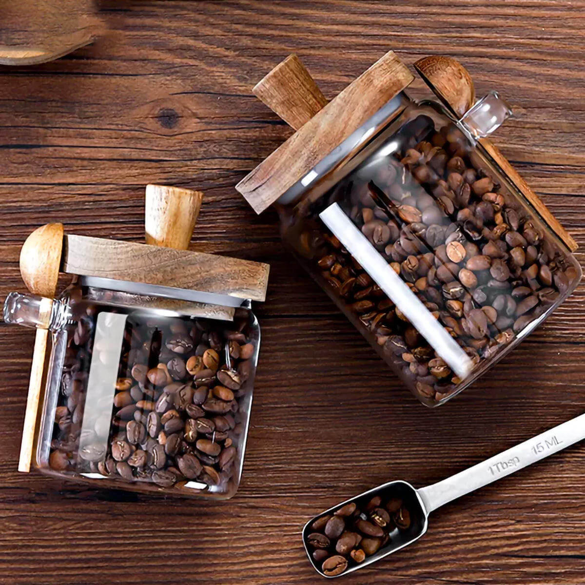 jars with wooden lid