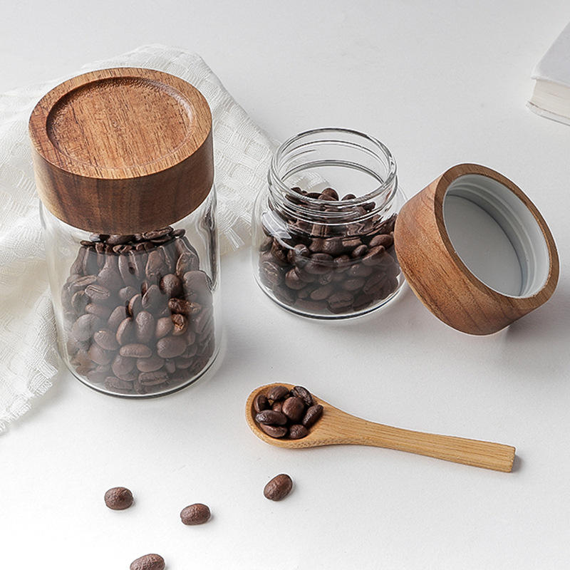 Airtight Borosilicate Glass Storage Containers Jar with Acacia Screw Lid
