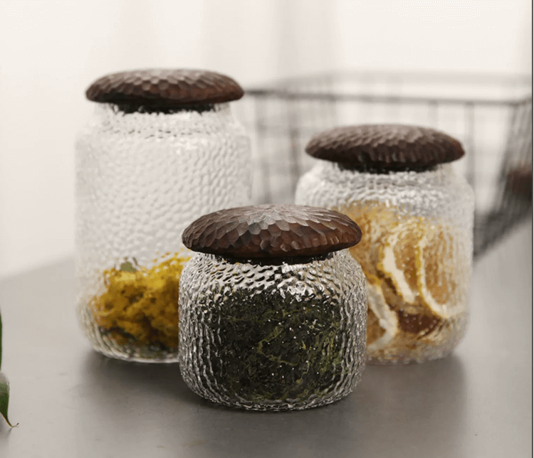 Small Airtight Glass Coffee Canisters With Lids For Food Storage