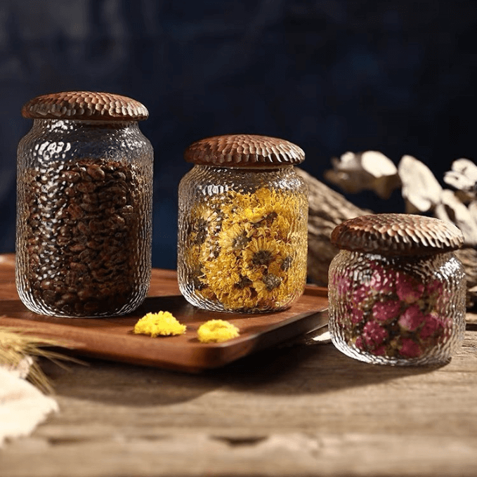 Small Airtight Glass Coffee Canisters With Lids For Food Storage