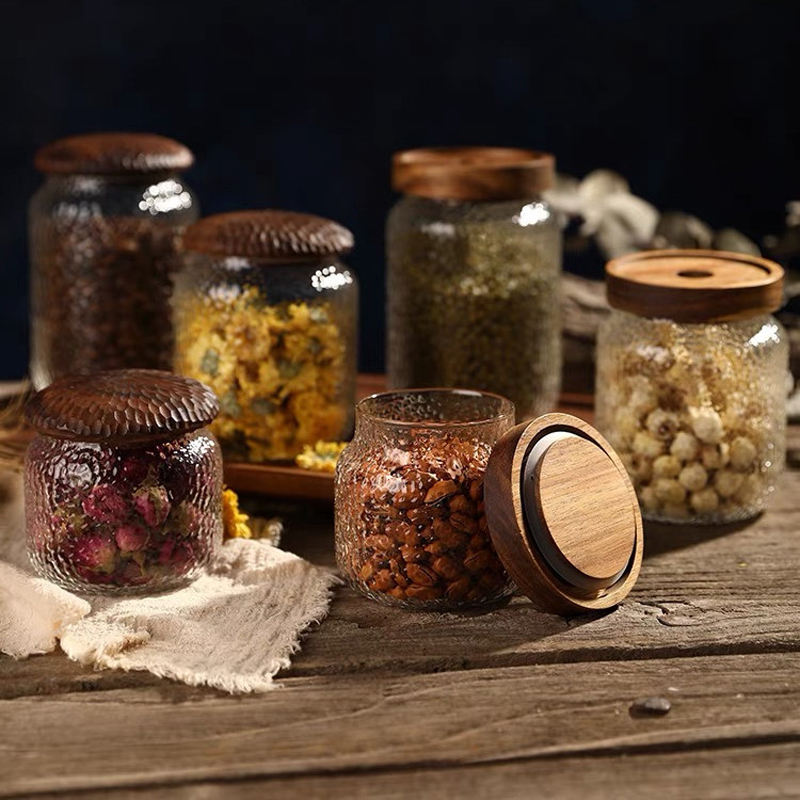 Small Airtight Glass Coffee Canisters With Lids For Food Storage