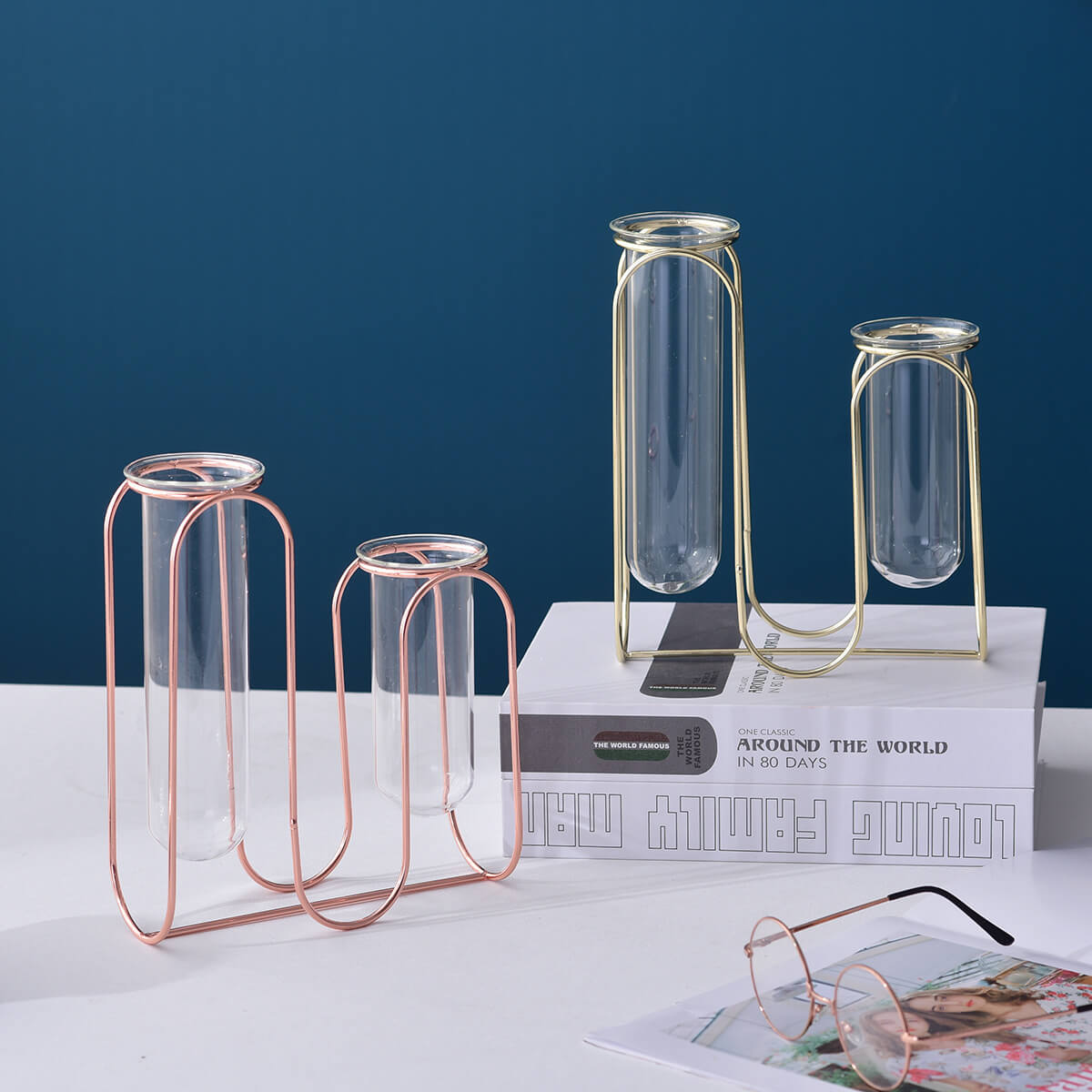 8 Inch Hanging Glass Cylinder Vase