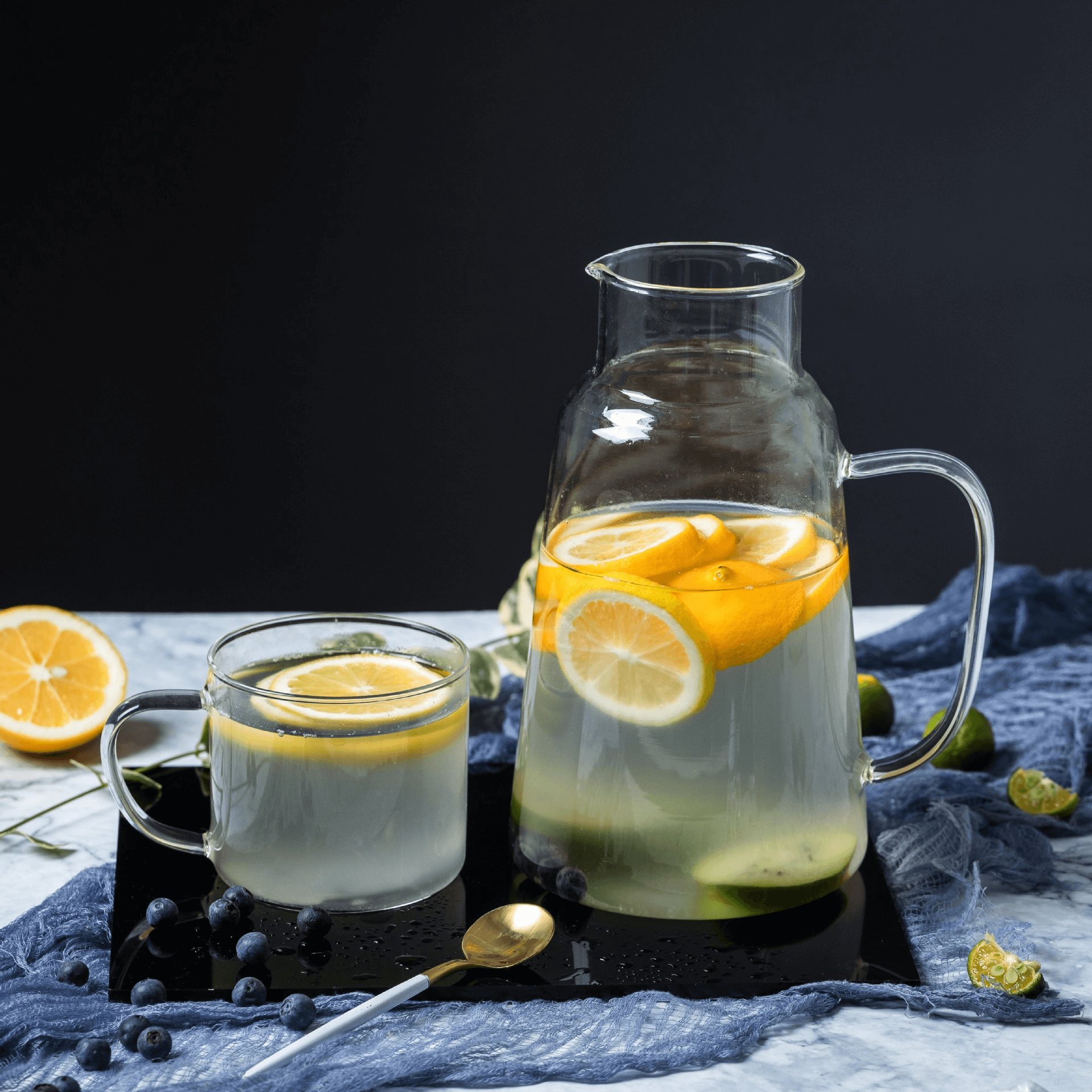 Large Fancy Borosilicate Glass Water Pitcher With Cup