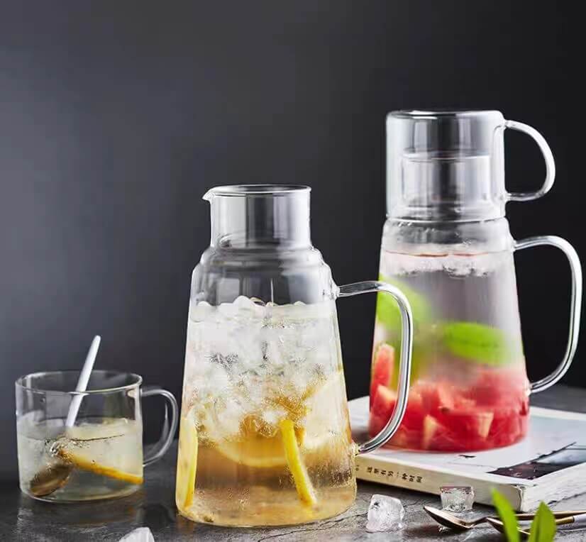 Large Fancy Borosilicate Glass Water Pitcher With Cup