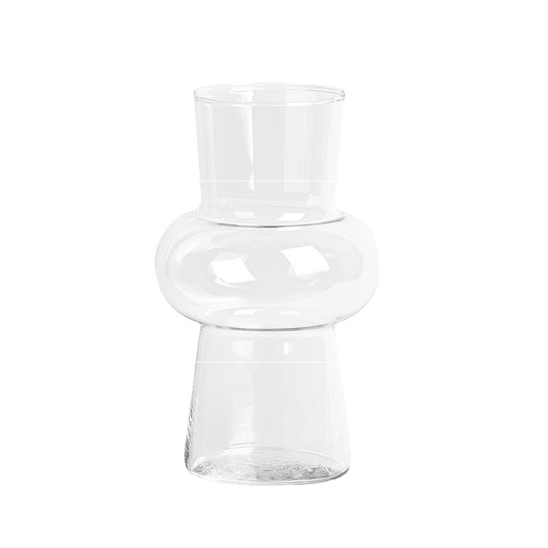 Large Crystal Round Black Glass Flower Cylinder Vase