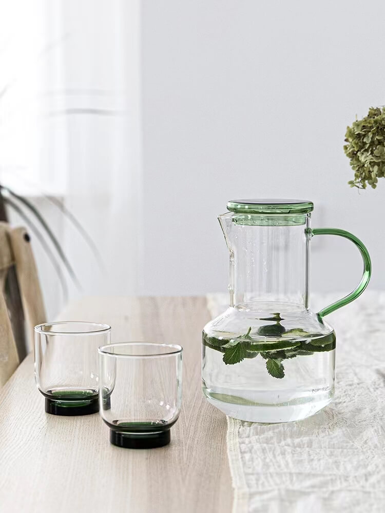 Covered Glass Juice Water Pitcher For Fridge Door