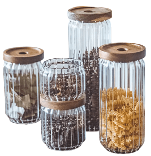 Round Glass Airtight Food Storage Container Set With Lid