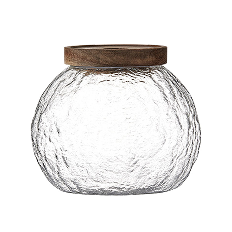Glass Sugar Cereal Storage Containers With Wooden Lids
