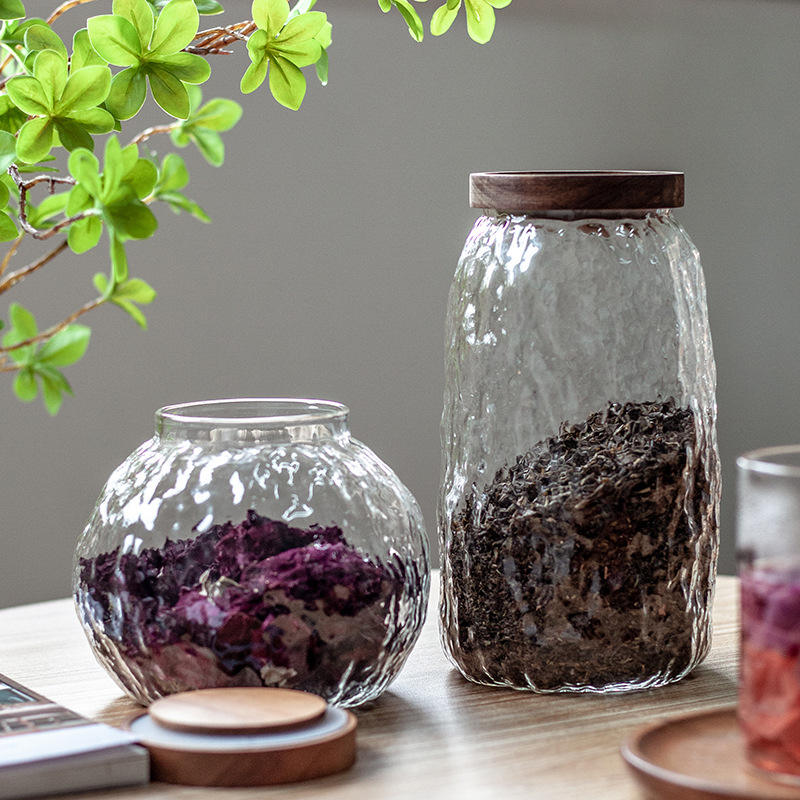 Glass Sugar Cereal Storage Containers With Wooden Lids