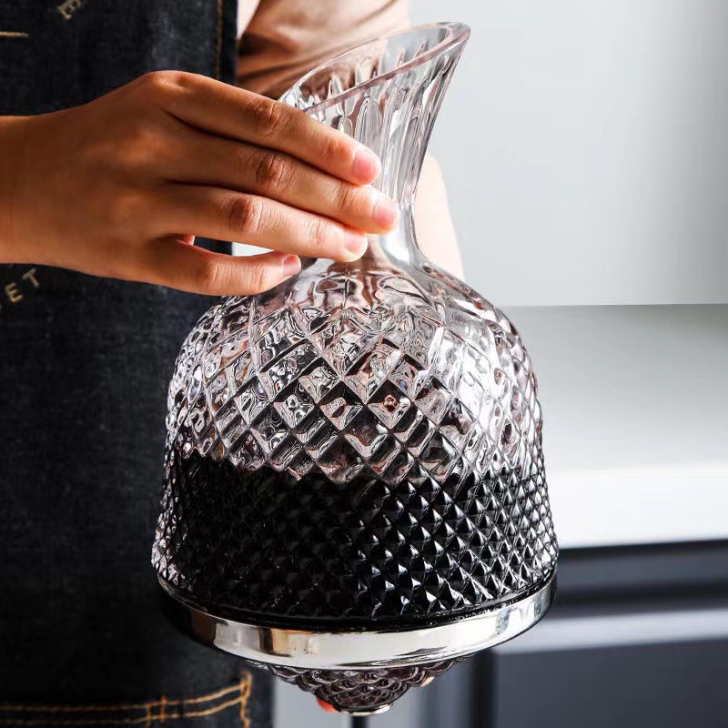 Crystal Glass Rotate Whiskey Wine Decanter Set With Stopper